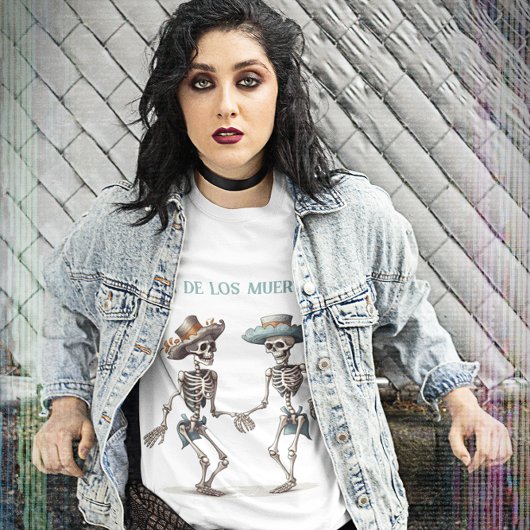 Dia de los Muertos dansende skeletten aanpasbaar T-shirt