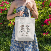 Dia de los Muertos dansende skeletten aanpasbaar Tote Bag