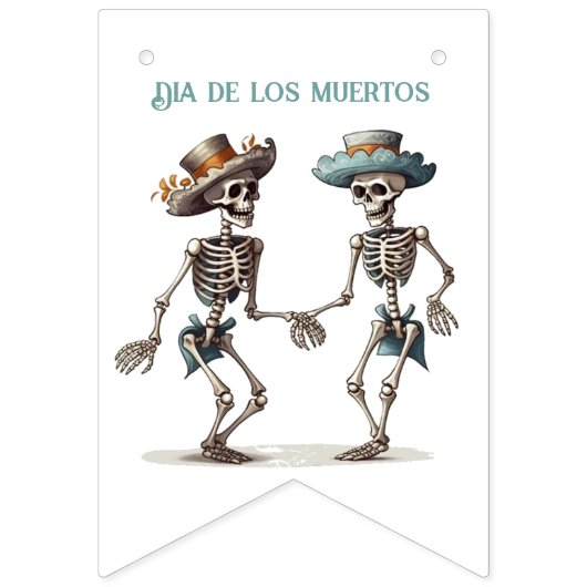 Dia de los Muertos dansende skeletten aanpasbaar Vlaggetjes (Eerste vlag)