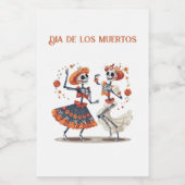 Dia de los Muertos dansende skeletten aanpasbaar Voedselcontainer Etiket (Enkel label)