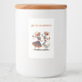 Dia de los Muertos dansende skeletten aanpasbaar Voedselcontainer Etiket (Voorkant)