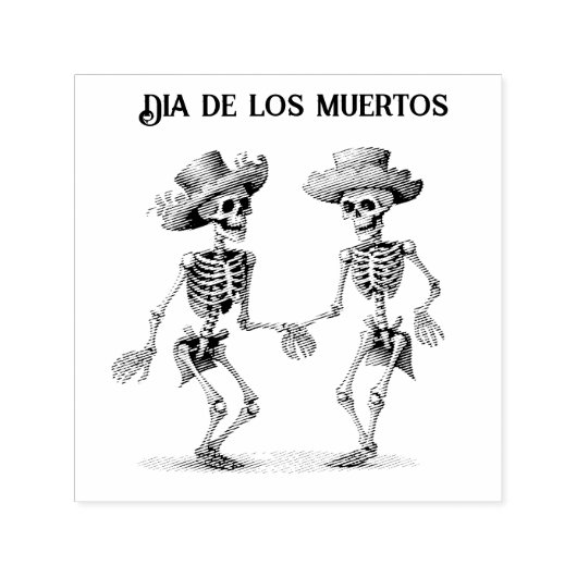 Dia de los Muertos dansende skeletten aanpasbaar Zelfinktende Stempel (Design)