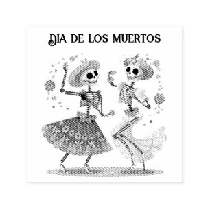 Dia de los Muertos dansende skeletten aanpasbaar Zelfinktende Stempel
