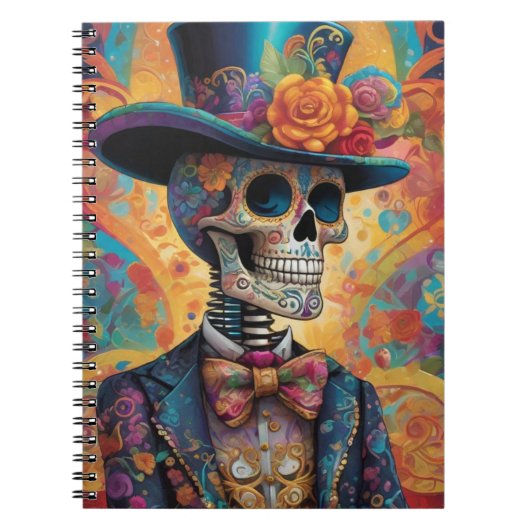 Dia de los Muertos Dapper Skelet Notitieboek (Voorkant)