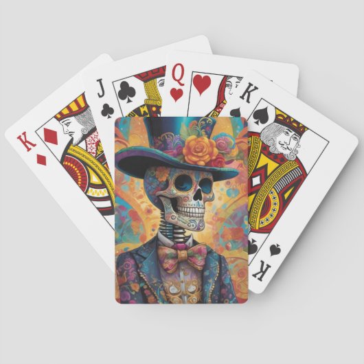 Dia de los Muertos Dapper Skelet Pokerkaarten (Achterkant)