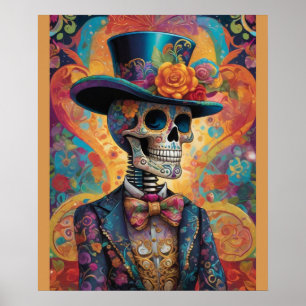 Dia de los Muertos Dapper Skelet Poster