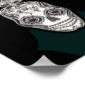 Dia de los Muertos dat Girl Skull Diamond Pattern Poster (Hoek)