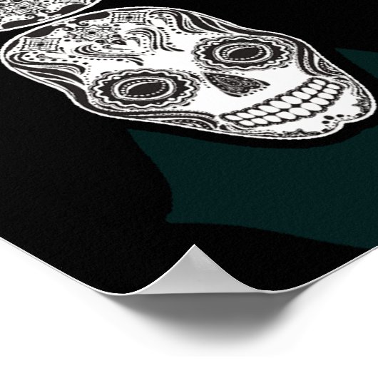 Dia de los Muertos dat Girl Skull Diamond Pattern Poster (Hoek)