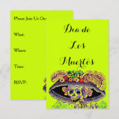 Dia de Los Muertos Day of the Dead Catrina Invites Kaart (Voorkant / Achterkant)
