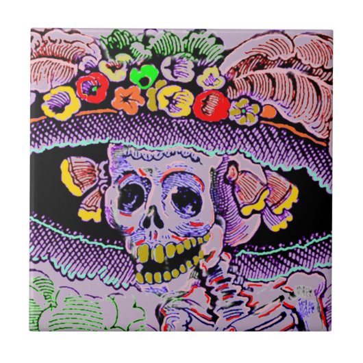 Dia de Los Muertos Day of the Dead Catrina Tile Tegeltje (Voorkant)