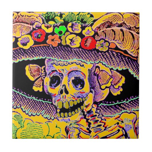 Dia de Los Muertos Day of the Dead Catrina Tile Tegeltje (Voorkant)