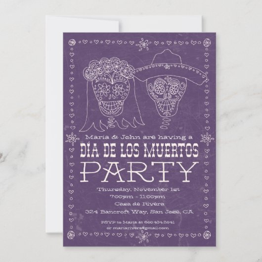 Dia de los Muertos Day of the Dead Invitation Kaart (Voorkant)