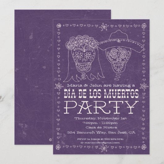 Dia de los Muertos Day of the Dead Invitation Kaart (Voorkant / Achterkant)