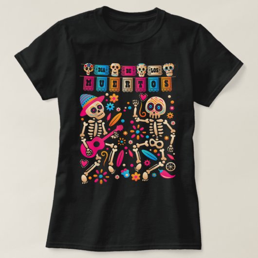 Dia De los Muertos Day of the Dead Mexican Skeleto T-shirt (Design voorkant)