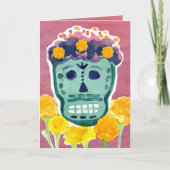 Dia de los Muertos Day of the Dead Skull Marigolds Kaart (Voorkant)