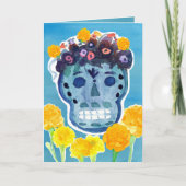 Dia de los Muertos Day of the Dead Skull Marigolds Kaart (Voorkant)
