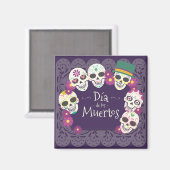 Dia de los Muertos Day of the Dead skull maskers Magneet (Voorkant / Achterkant)