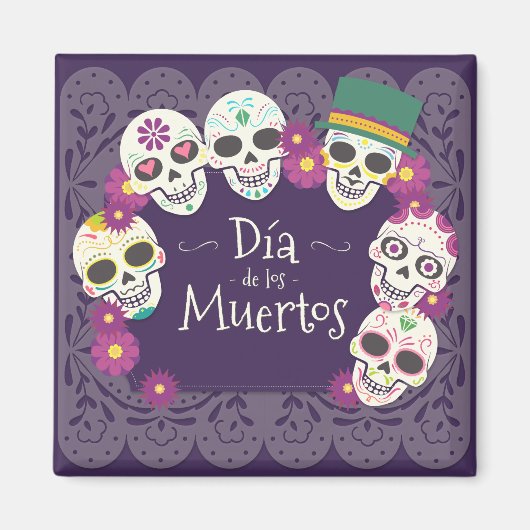 Dia de los Muertos Day of the Dead skull maskers Magneet (Voorkant)
