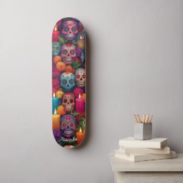 Dia de los Muertos (Day of the Dead) skulls Persoonlijk Skateboard