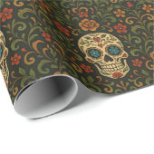 Dia de los Muertos Day of the Dead Sugar Skull Cadeaupapier (Rol Hoek)