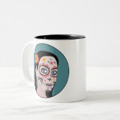 Día de Los Muertos Day of the Dead Tweekleurige Koffiemok (Voorkant links)