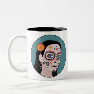 Día de Los Muertos Day of the Dead Tweekleurige Koffiemok