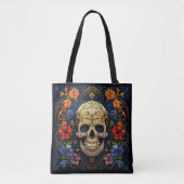 Dia de los Muertos Decoratieve schedel Canvas tas (Voorkant)