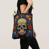 Dia de los Muertos Decoratieve schedel Canvas tas (Dichtbij)