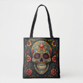 Dia de los Muertos Decoratieve schedel Canvas tas (Voorkant)