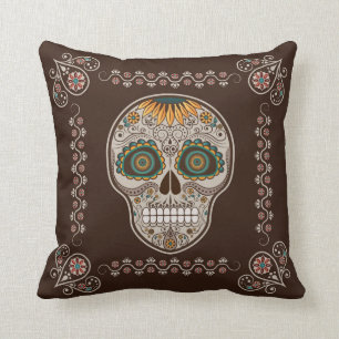 Dia de los Muertos decorative sunflower skull Kussen