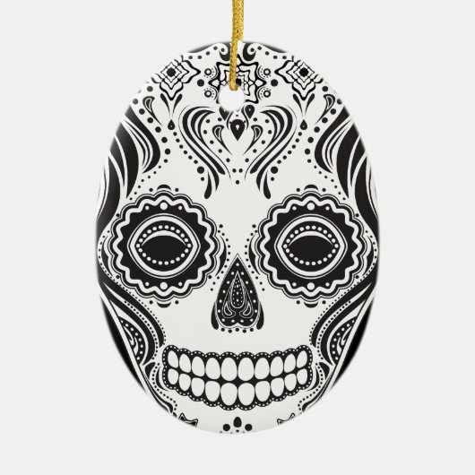 Dia de los Muertos Die Meisjesschedel Keramisch Ornament (Voorkant)