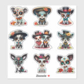 Dia de Los Muertos Dog Stickers - Set van 9 (Vel)