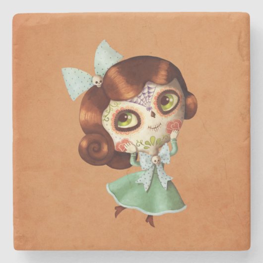 Dia de Los Muertos  Doll Stenen Onderzetter (Voorkant)