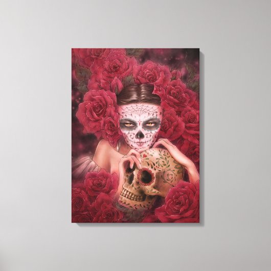 Dia de los Muertos Donkere Kunst Canvas Print (Voorkant)