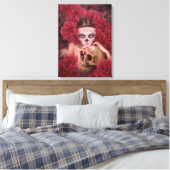 Dia de los Muertos Donkere Kunst Canvas Print (Insitu (Slaapkamer))