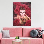 Dia de los Muertos Donkere Kunst Canvas Print (Insitu (Woonkamer))