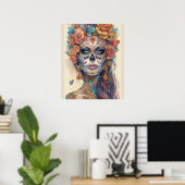 Dia de los Muertos Elegantie: Sugar Skull Make-up Poster (Thuiskantoor)