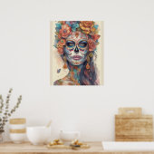 Dia de los Muertos Elegantie: Sugar Skull Make-up Poster (Keuken)