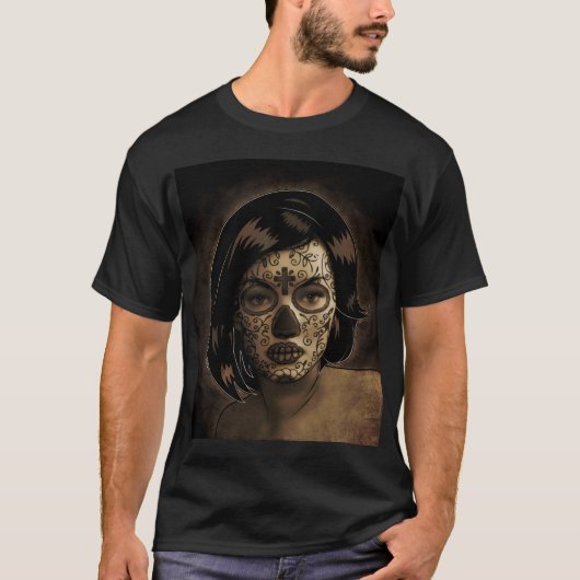 Dia De Los Muertos Face Tattoo T-shirt (Voorkant)