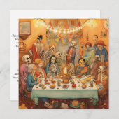 "Dia de los Muertos", Familie Herdenking Fiesta Kaart (Voorkant / Achterkant)