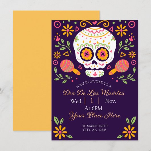 Dia De Los Muertos Feestdagenkaart (Voorkant / Achterkant)