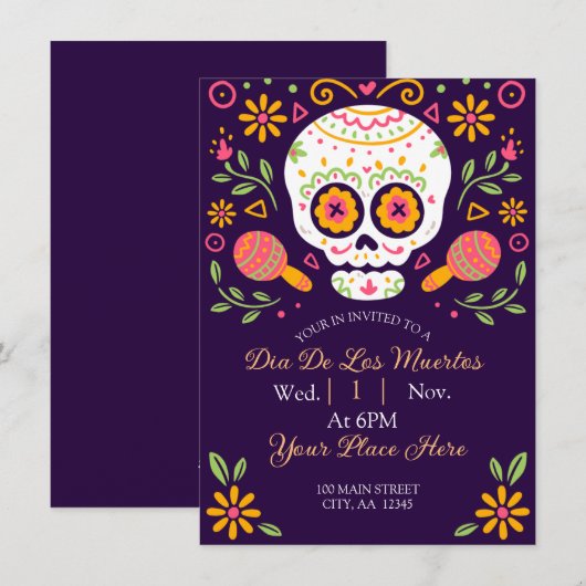 Dia De Los Muertos Feestdagenkaart (Voorkant / Achterkant)