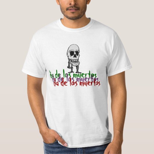 Dia De Los Muertos Festive Happy Skeleton T-Shirt (Voorkant)