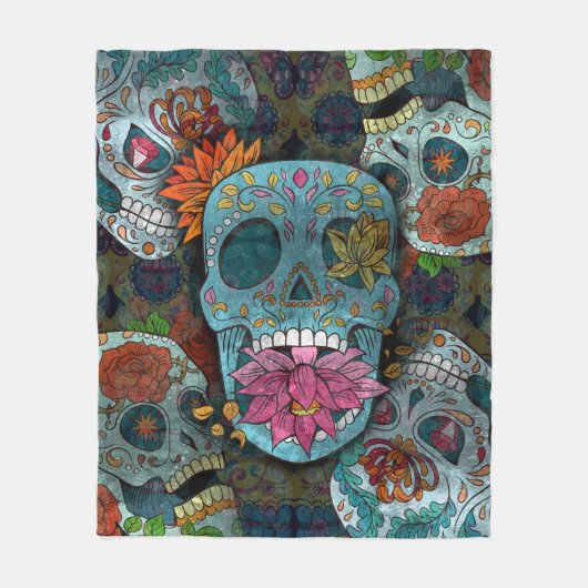 Dia De Los Muertos Fleece Deken (Voorkant)