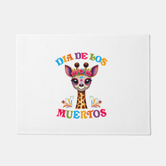Dia de los Muertos Floral Skull Giraffe Mexican Zo Deurmat