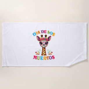 Dia de los Muertos Floral Skull Giraffe Mexican Zo Strandlaken
