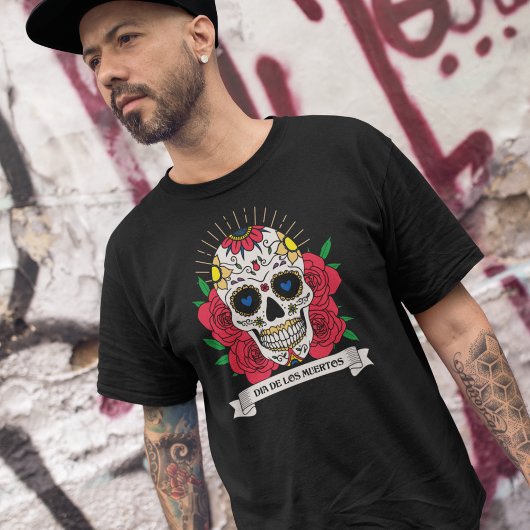 Dia de Los Muertos Floral Sugar Skull T-shirt
