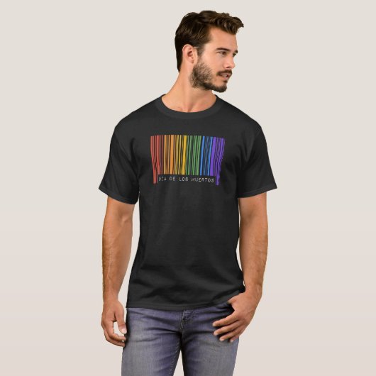 Dia De Los Muertos Gay Pride Flag Barcode Queer Ra T-shirt (Voorkant volledig)