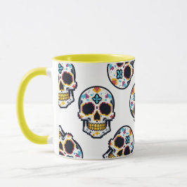 Dia De Los Muertos Gepixeliseerd Schedelpatroon Mok