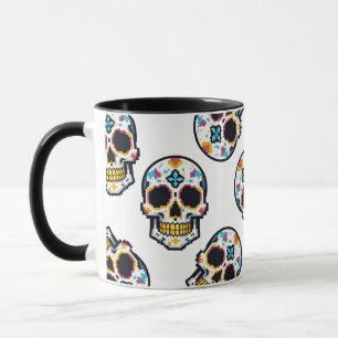 Dia De Los Muertos Gepixeliseerd Schedelpatroon Mok